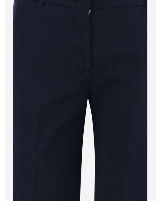 Ql2 Blue Elegant Stretch Pants Cotton Trousers