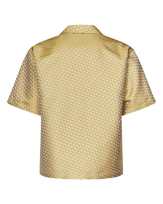 DSquared² Yellow Micro Flowers Hawaii Shirt for men
