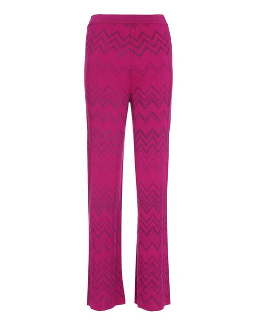 Missoni Pink Chevron Knitted Palazzo Trousers