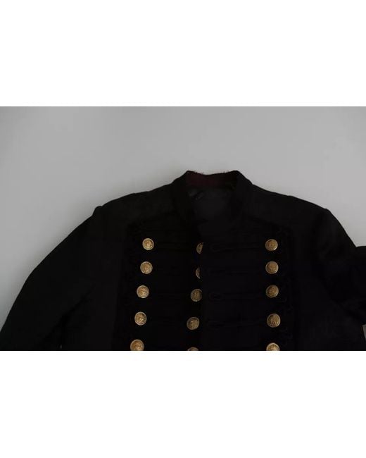 Dolce & Gabbana Black Button Embellished Military Jacket for men