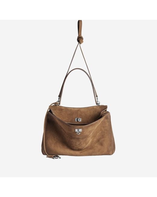 Balenciaga Brown Shoulder Bag Medium Suede Domesticated Calf Leather