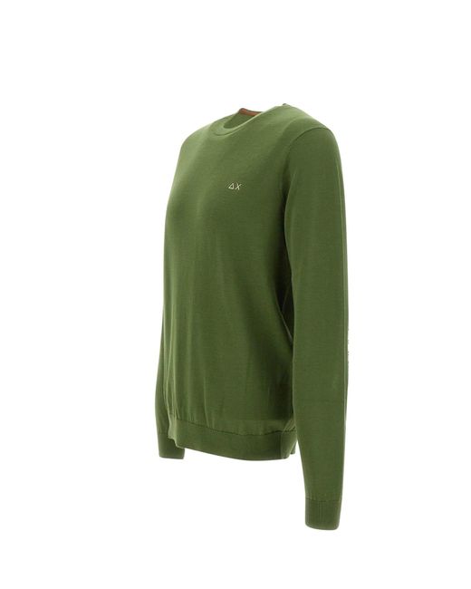 Sun 68 Green Round Elabow Fancy Cotton Sweater for men