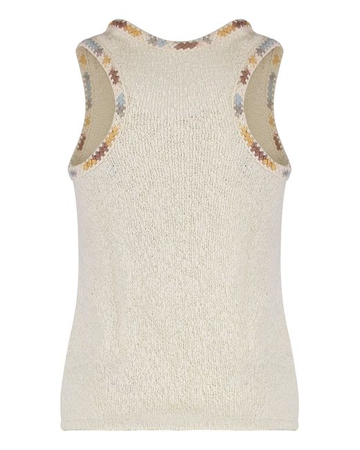 Kristina Ti Natural Cotton Knitted Sleeveless Top Vests & Tank Tops