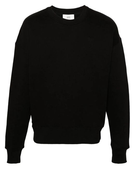 AMI Black Cotton Blend Sweatshirt for men