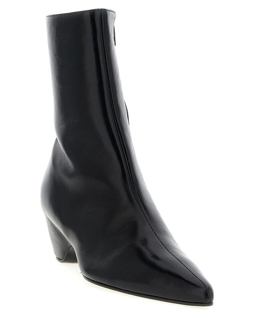 Khaite Black Calfskin Ankle Boots
