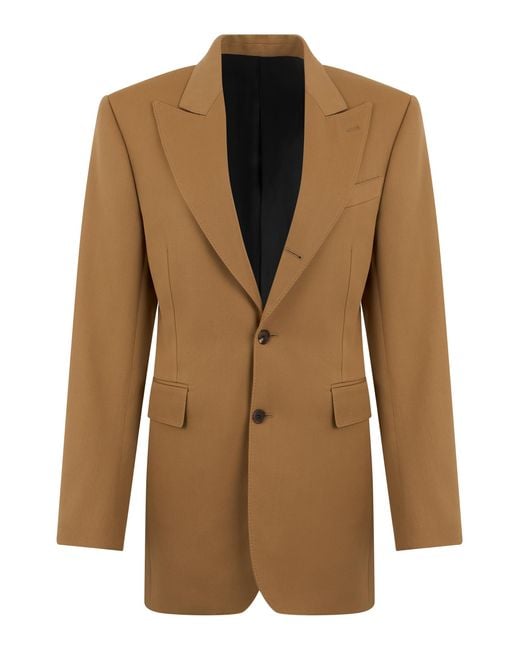 Céline Brown Wool Jacket Diagonal Pattern Blazers