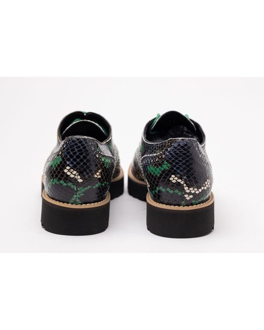 Hogan Blue Snakeskin Platform Brogue Boots