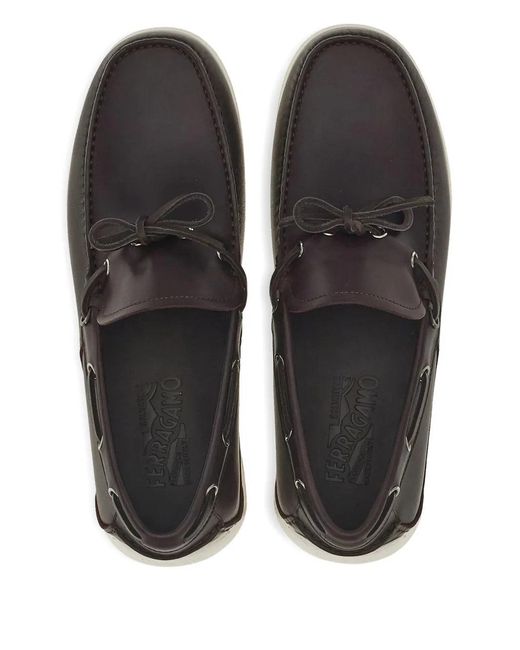 Ferragamo Brown Ferragamo Leather Lace-Up Loafers for men