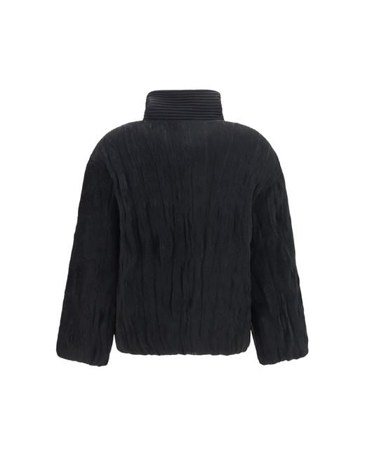 GONGDID DESIGN Blue Jacket Short Padded With Striped Fabric Polyester