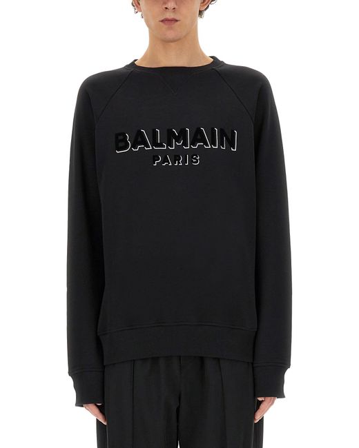 Balmain Sweatshirt With Logo in Black for Men | Lyst UK