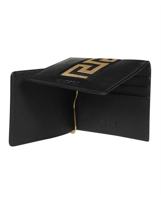 Versace Black Leather Flap-Over Wallet for men