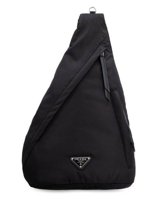 Prada Black Re-nylon Triangle Logo Backpack