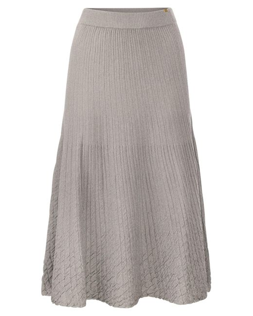 Elisabetta Franchi Gray Metallised Viscose Midi Skirt