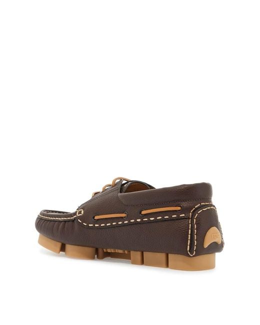Fendi Brown Deck Logo Lace-Up Shoes Derby & Oxfords for men