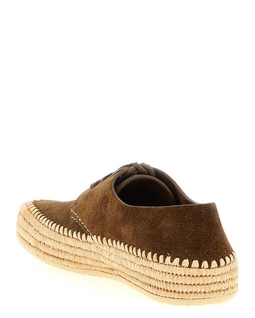 Loewe Brown Calfskin Espadrilles Shoe for men
