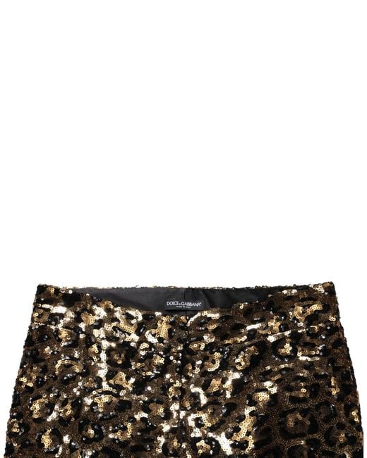Dolce & Gabbana Black Leopard Sequined Straight Trouser Pants Polyester Silk