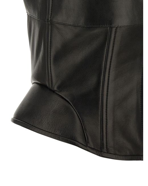 Ermanno Scervino Black Peplos Leather Top Tops