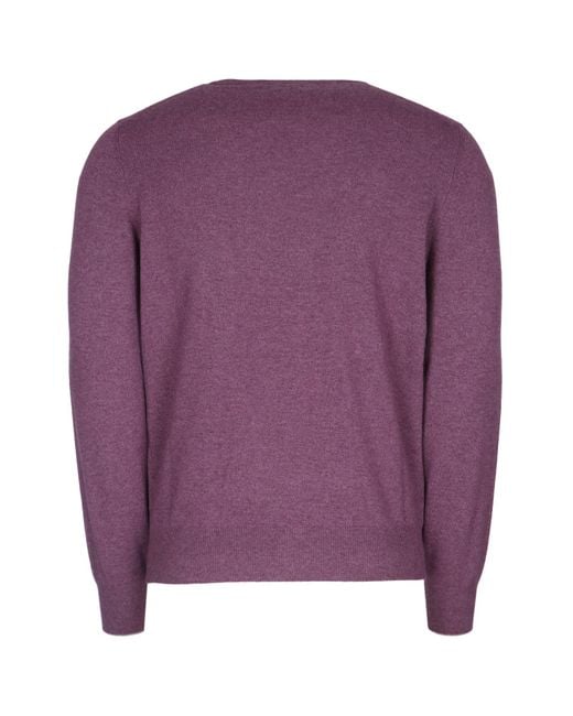 Brunello Cucinelli Purple Cashmere Crewneck Sweater for men