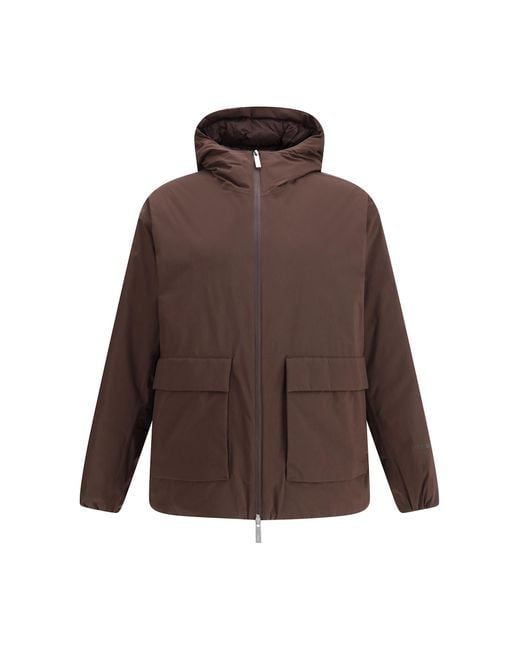 Herno Brown Hooded Down Jacket for men