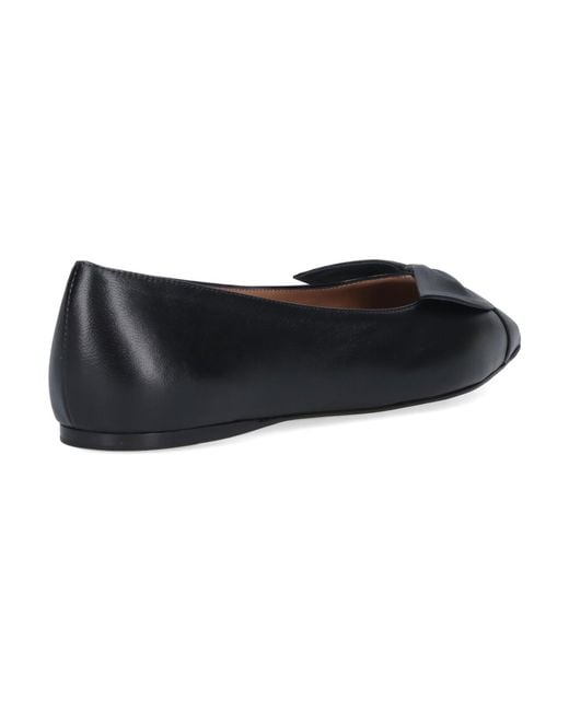 Ferragamo Black Pointed Toe Nappa Flats