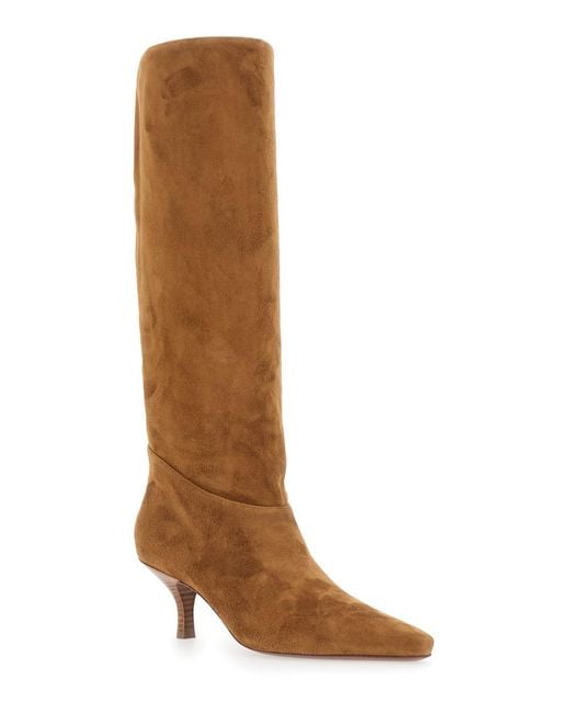 Paris Texas Brown Heeled Boots Rose 60 Goat Leather