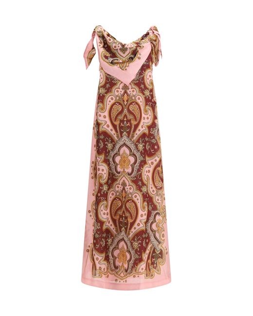 ALÉMAIS Brown Dress Porter Linen-Blend Viscose