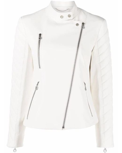 Ferragamo White Biker Leather Jacket