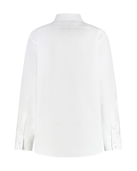 Gucci White Cotton Poplin Shirt With Tie Neck