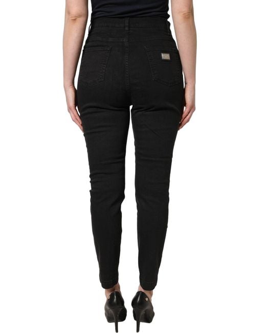 Dolce & Gabbana Black Skinny Cotton High Waist Denim Jeans Clothing
