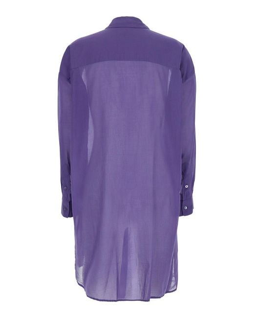..,merci Purple Long Shirt C400Violet With Collar Viscose For And Blouses