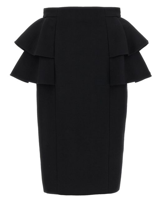 Valentino Garavani Black Crepe Couture Skirt Virgin Wool Silk