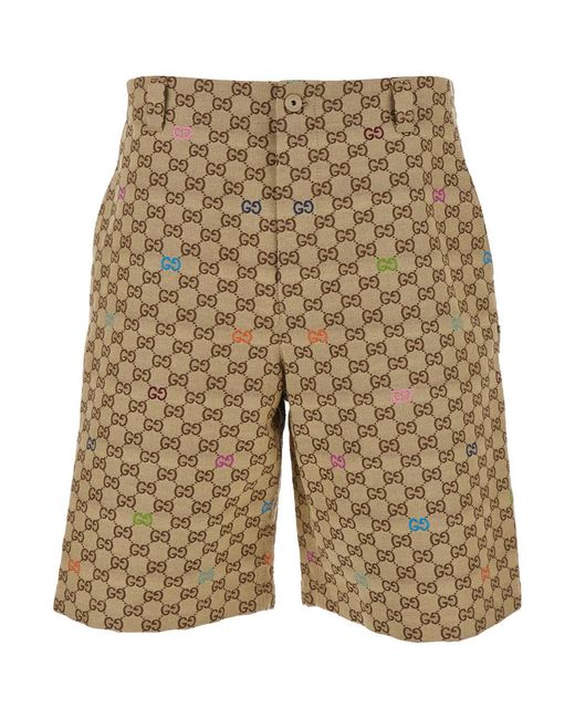 Gucci Natural Bermuda Pants With Belt Loops for men