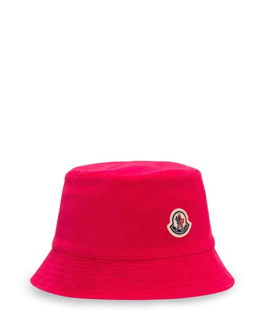Moncler Pink Bucket Hat With Logo
