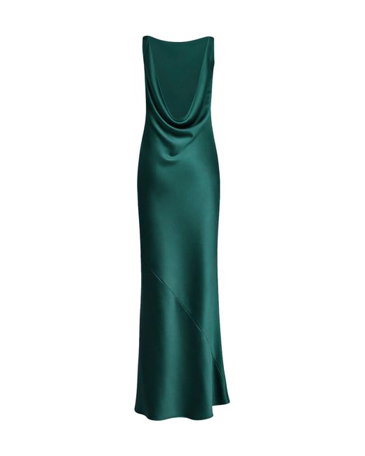 Blanca Vita Green Malachite Satin Anjea Long Dress