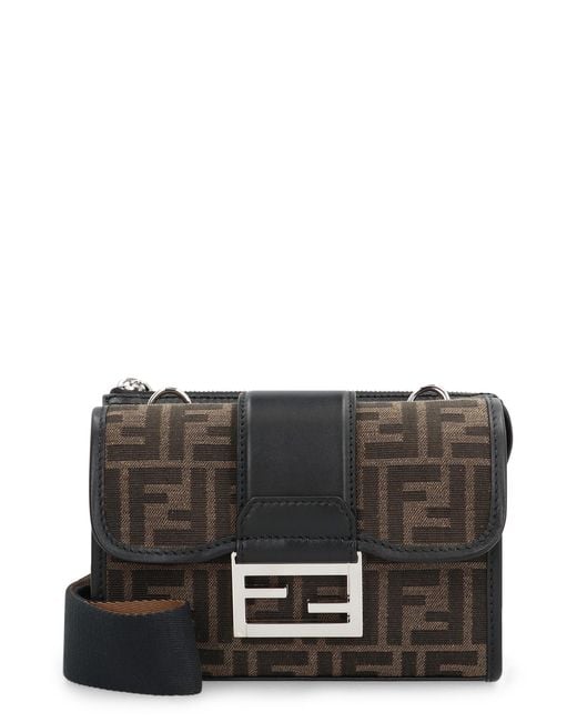 Fendi Black Baguette Double Shoulder Bag Polyurethane Messenger for men