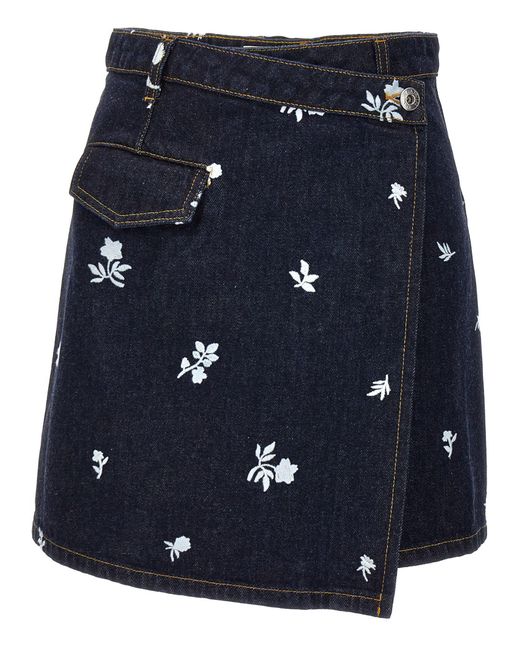 Lanvin Blue All-over Embroidery Skirt Skirts