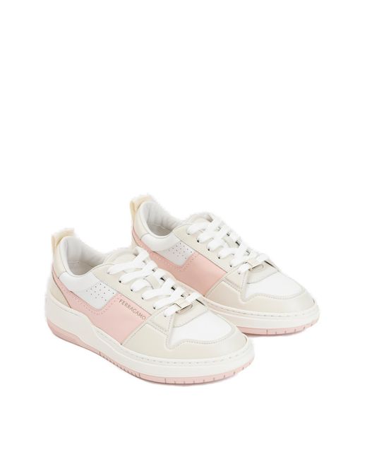 Ferragamo Natural Logo Printed Lace-up Sneakers