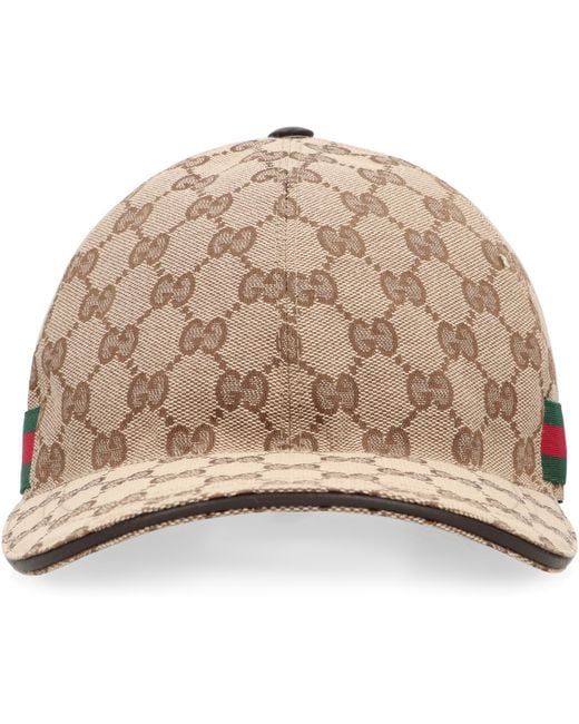 Gucci Natural Baseball Cap Gg Fabric Polyester Hat for men