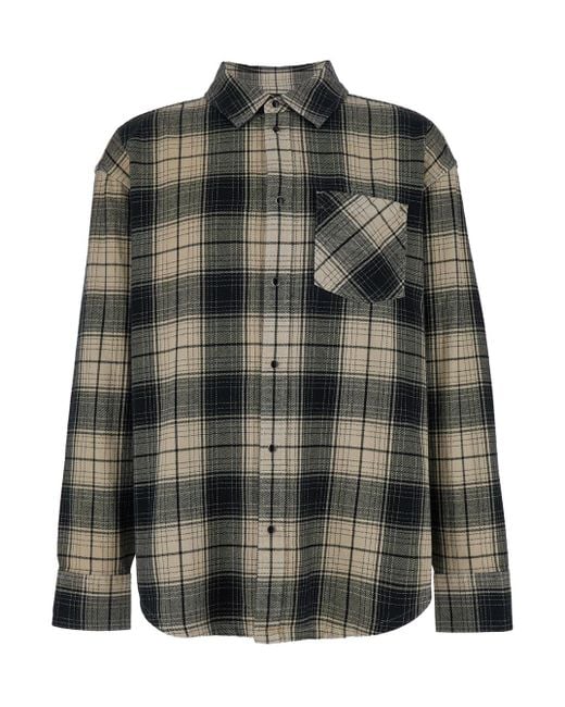Purple Brand Black Shirt With Check Motif And Patch Pocket for men