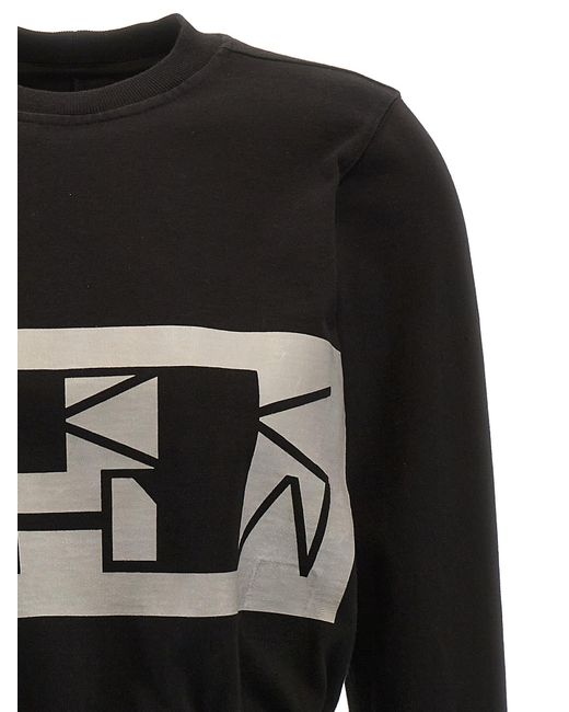 Rick Owens Logo Print Cropped Sweatshirt Black