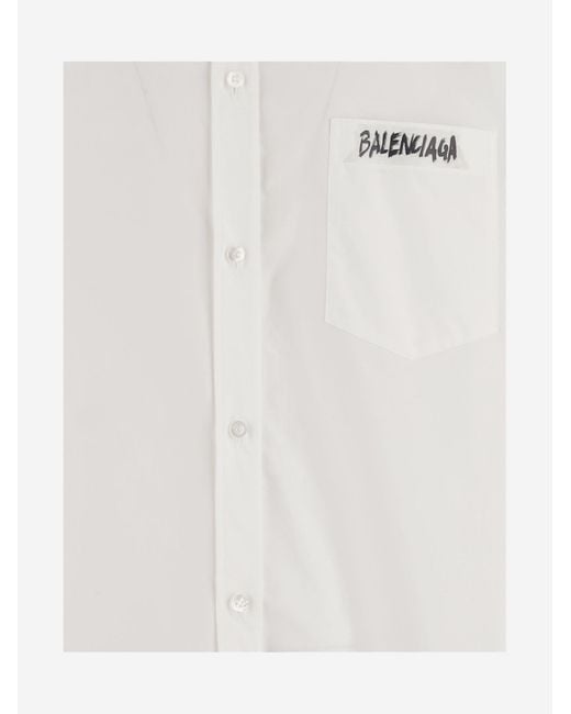 Balenciaga White Cotton Shirt With Logo for men