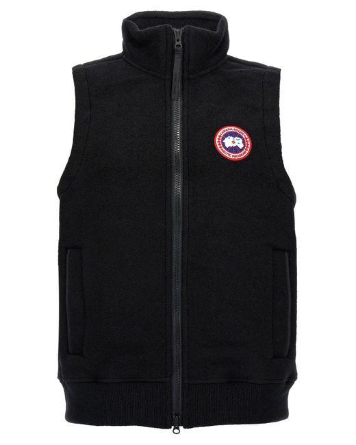 Canada Goose Black Mersey Logo Patch Gilet for men