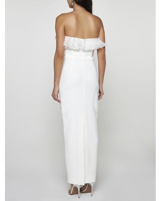 Alessandra Rich White Cady And Organza Tube Dress
