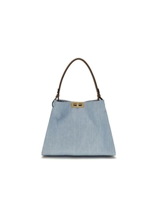 Fendi Blue Cotton Handbag Bag