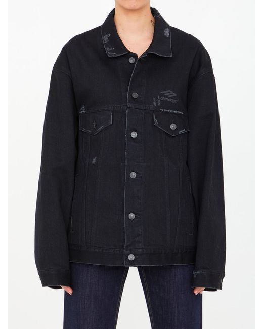 Balenciaga Denim Jacket in Black | Lyst