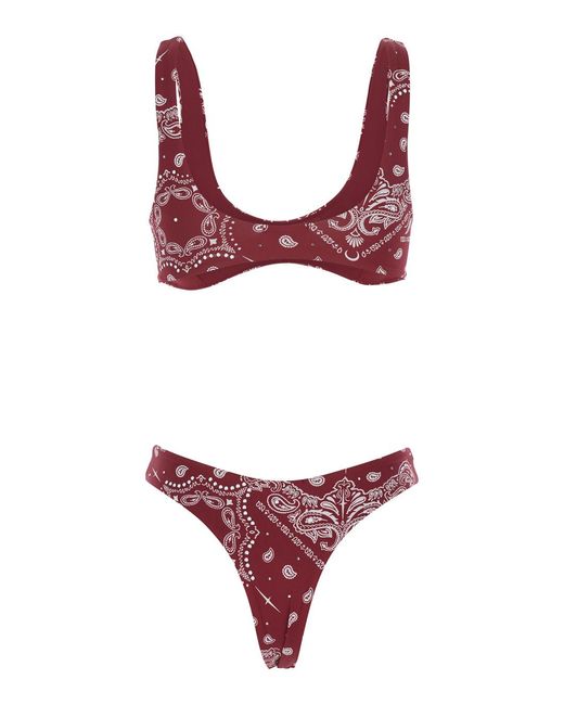 VENUJA Red High Cut Bikini With Brazilian Bottoms And All-Over Print
