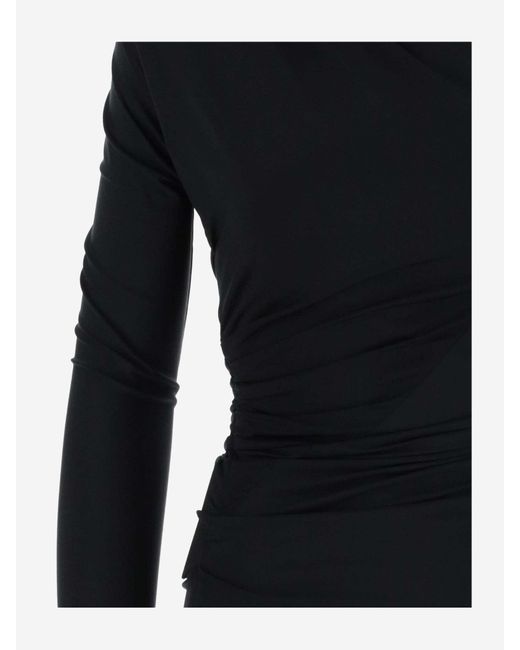 Balenciaga Black Asymmetrical Cupro Blend Top