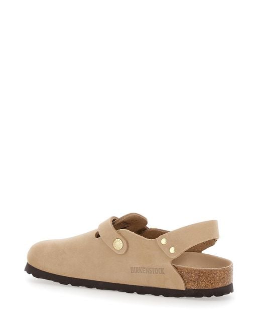Birkenstock Natural Mule With Front And Back Buckle Leather