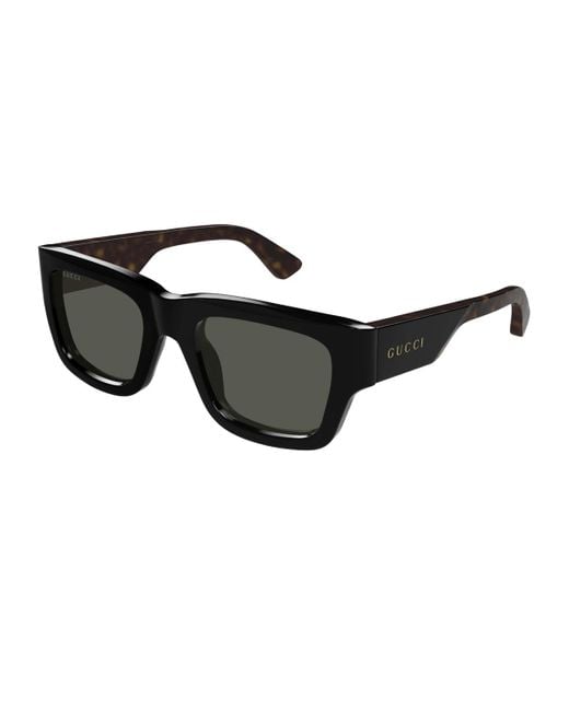 Gucci Black Gucci Gg1668S Linea Lettaring 001 Havana Sunglasses for men