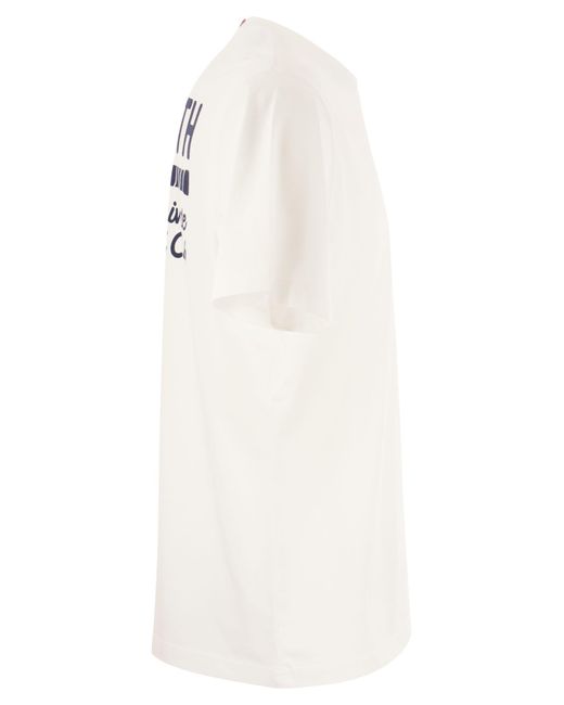 Mc2 Saint Barth White Cotton T-Shirt With Padel Club Print for men